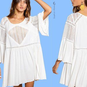 Pol Dress relaxed fit designer bohemian in off white